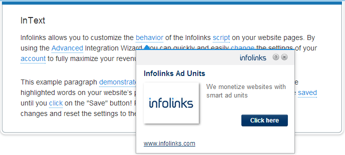 intext infolink ads